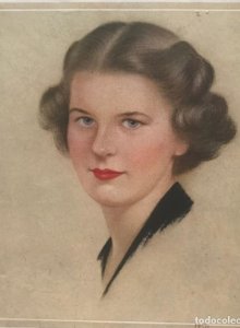 1954 Retrato mujer época 16,5x18,6 cm
