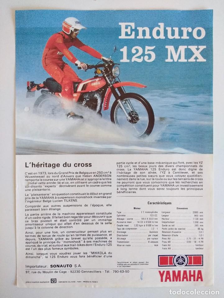 Coleccionismo: CARTEL PUBLICIDAD YAMAHA ENDURO 125 MX.