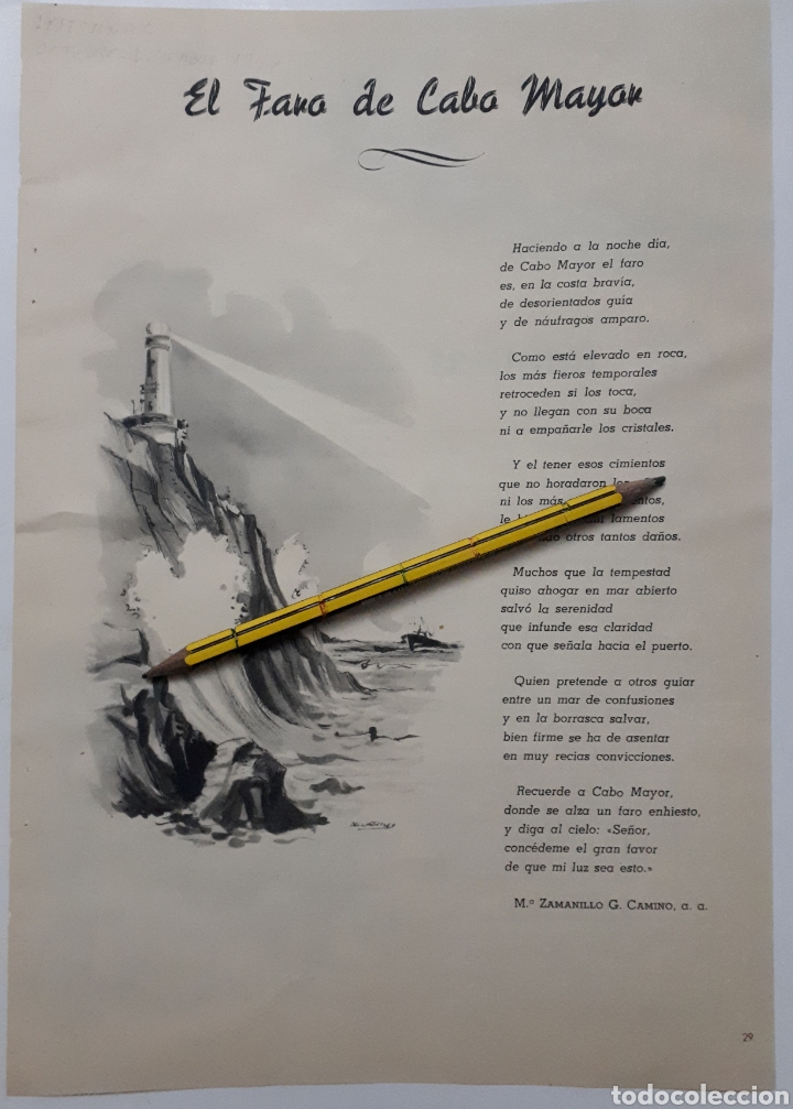 El Faro De Cabo Mayor Poesia De Matilde Zamani Buy Old Sheets Of Paper Programs And Other Documents At Todocoleccion