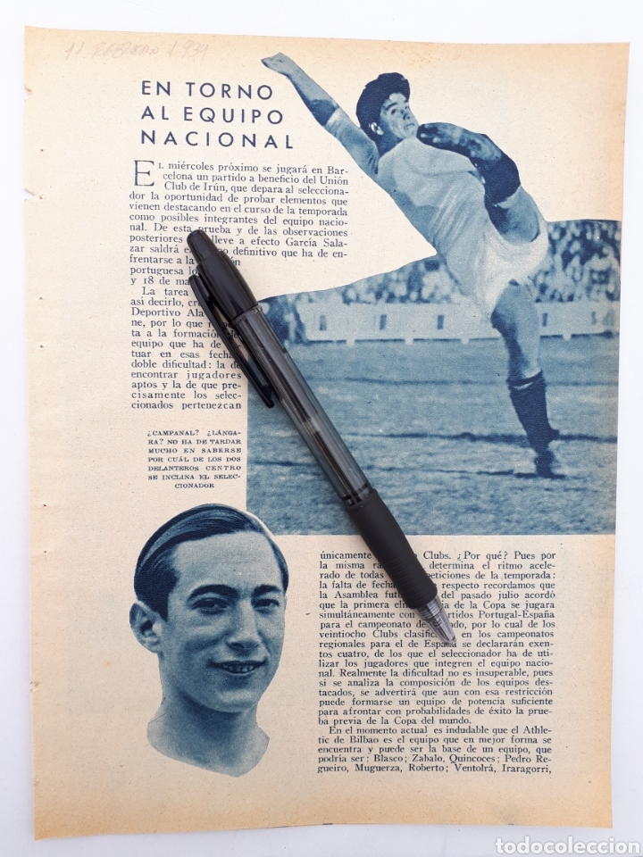 Coleccionismo: En torno al equipo nacional (Madrid - Athletic de Bilbao, Athletic de Madrid- Celta, y ciclismo)1934