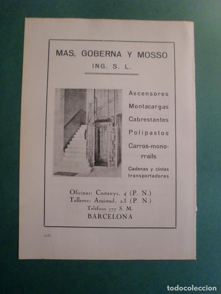 Collectionnisme: MAS GOBERNA Y MOSSO ING. S.L. ASCENSORES MONTACARGAS CARROS-MONORRAILS BARCELONA 1.928