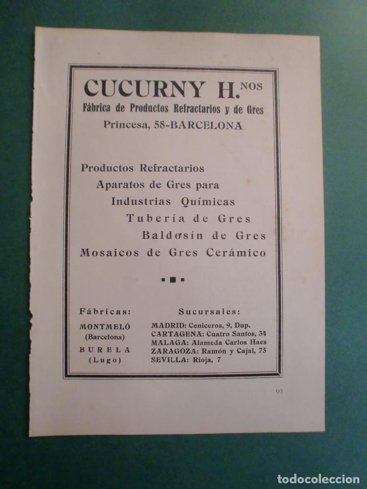 Collectionnisme: CUCURNY HNOS. FABRICA DE PRODUCTOS REFRACTARIOS Y DE GRES BARCELONA 1.928