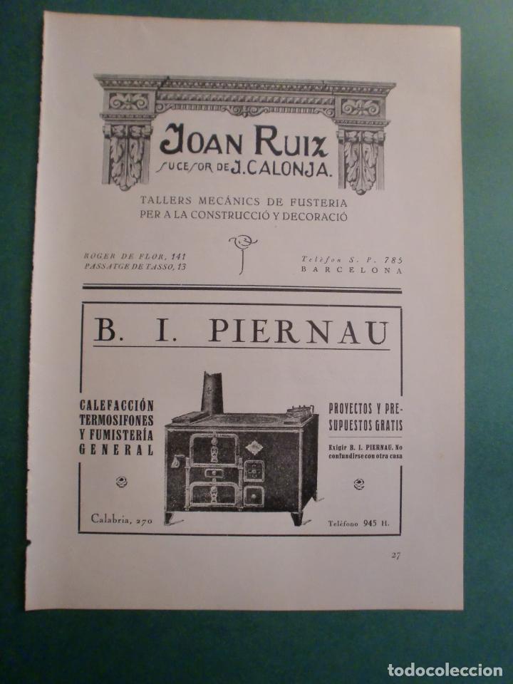 Collecting paper: TALLERS MECANICS FUSTERIA JOAN RUIZ - B. I. PIERNAU CALEFACCI&Oacute;N FUMISTERIA -  BARCELONA - 1.928