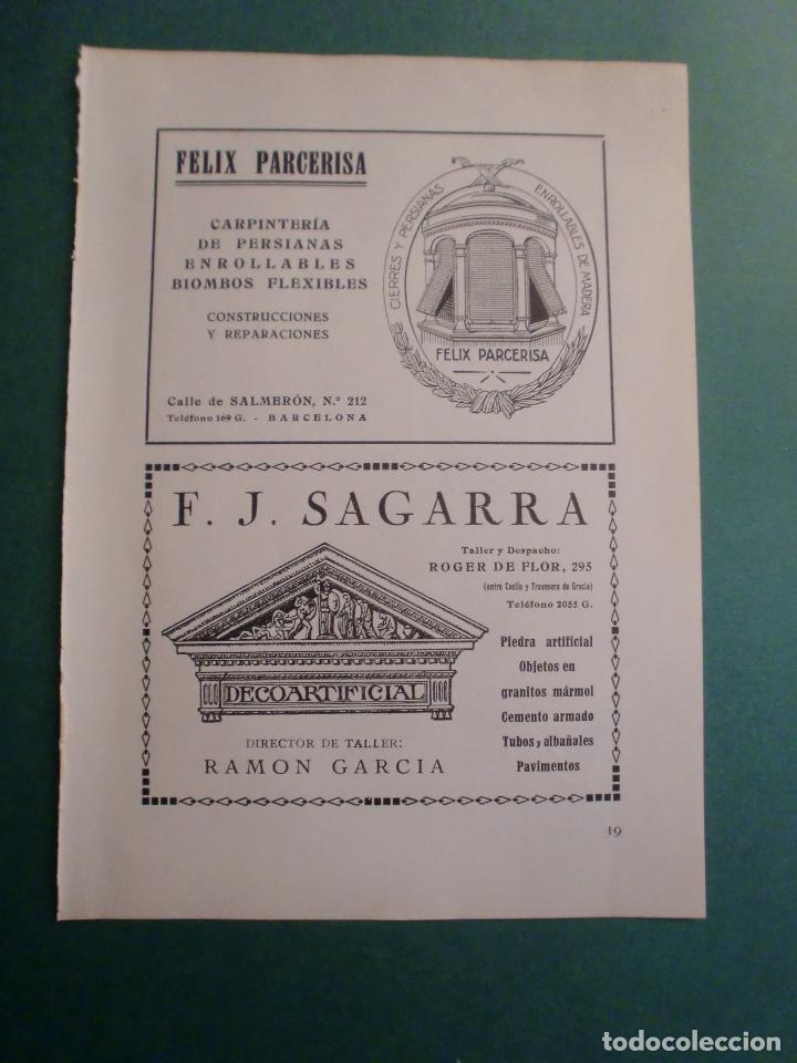 Collecting paper: FELIX PARCERISA CIERRES Y PERSIANAS ENROLLABLES DE MADERA - F.J. SAGARRA - BARCELONA - 1.928