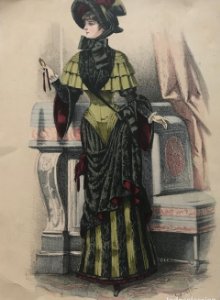 1880 Antigua lámina moda 20,6x28,8 cm