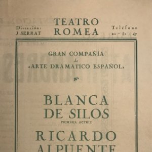 1954 Teatro Romea. Blanca de Silos. Ricardo Alpuente. Andres de Urdaneta 13,8x21,7 cm