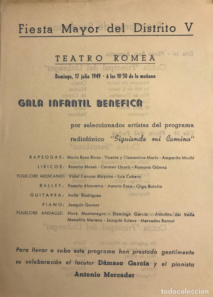 1949 Teatro Romea. Programa de mano. Gala infantil benefica 15,6x21,5 cm