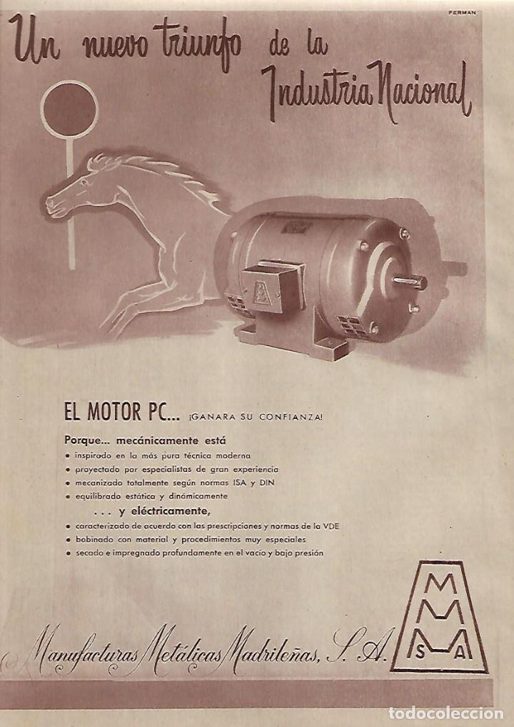 Colecionismo: A&Ntilde;O 1955 RECORTE PRENSA PUBLICIDAD MANUFACTURAS METALICAS MADRILE&Ntilde;AS MOTOR PC