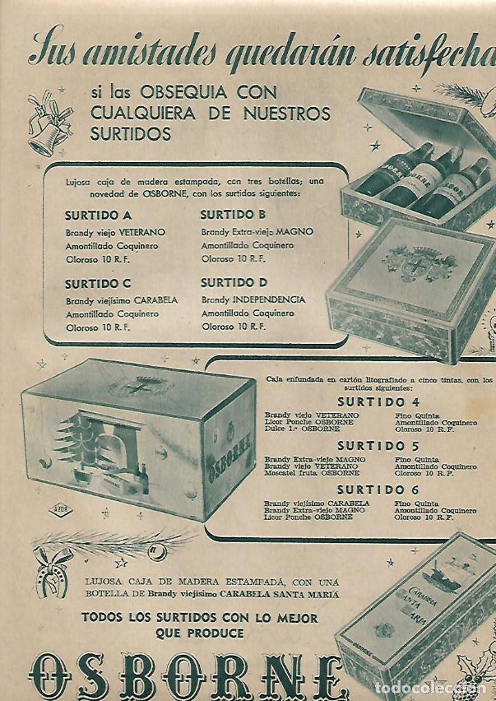 Coleccionismo: A&Ntilde;O 1955 RECORTE PRENSA PUBLICIDAD BEBIDAS SURTIDO OSBORNE CAJA DE MADERA REGALO CO&Ntilde;AC BRANDY