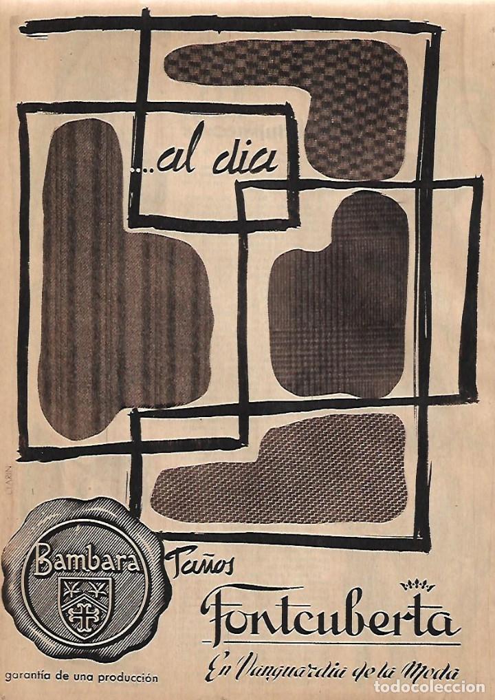 Collezionismo: A&Ntilde;O 1955 RECORTE PRENSA PUBLICIDAD BAMBARA PA&Ntilde;OS FONTCUBERTA