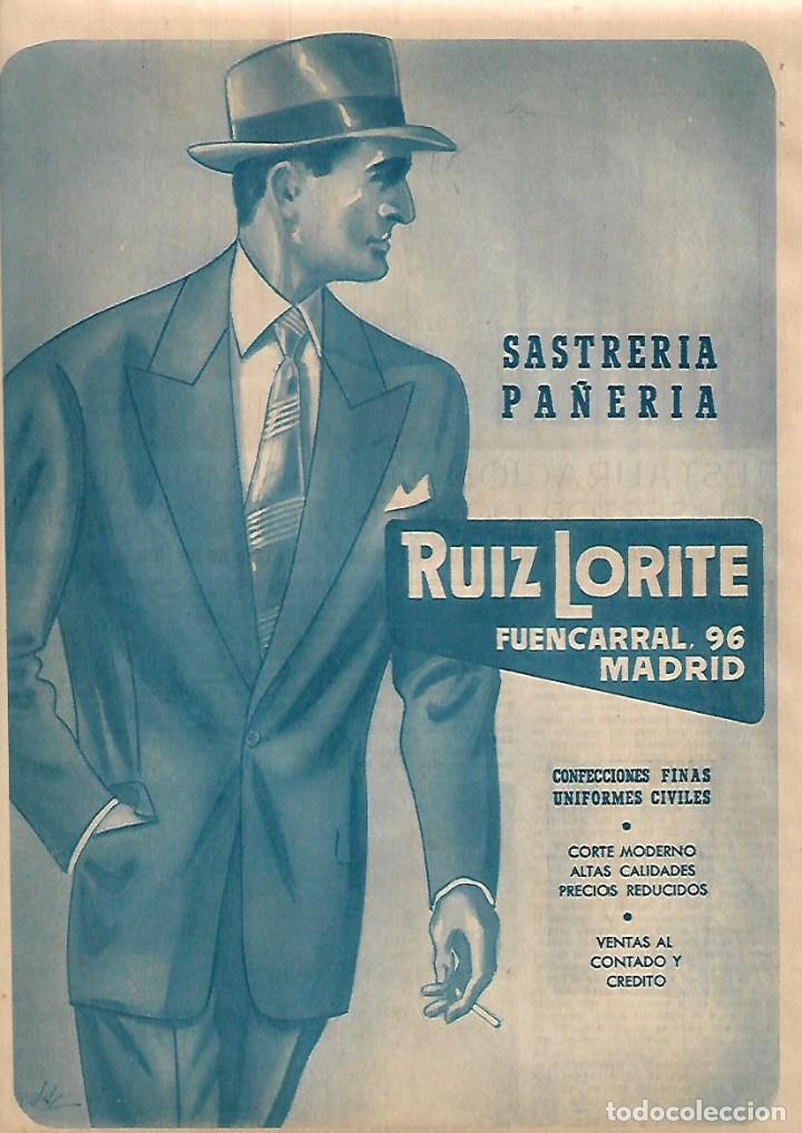 Collectionnisme: A&Ntilde;O 1955 RECORTE PRENSA PUBLICIDAD SASTRERIA PA&Ntilde;ERIA RUIZ LORITE