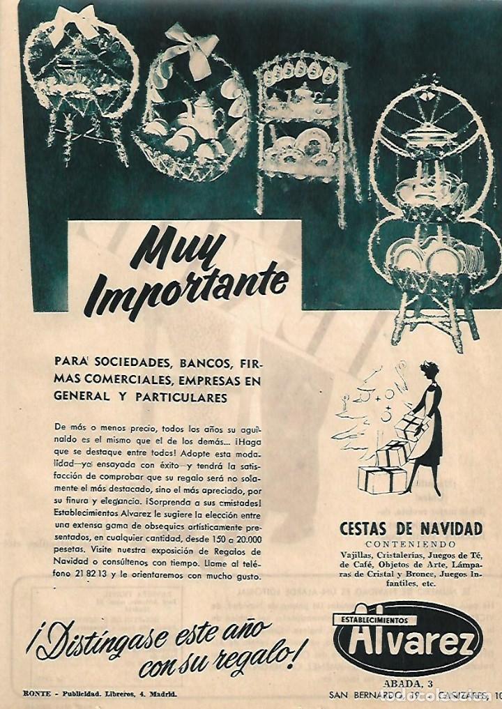 Sammelleidenschaft Papier: A&Ntilde;O 1955 RECORTE PRENSA PUBLICIDAD ESTABLECIMIENTOS ALVAREZ REGALOS NAVIDAD COMERCIO
