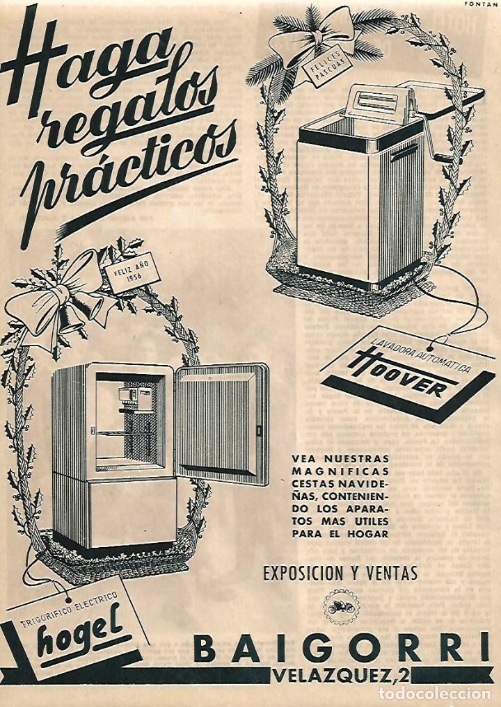 Collezionismo: A&Ntilde;O 1955 RECORTE PRENSA PUBLICIAD ELECTRODOMESTICOS BAIGORRI LAVADORA FRIGORIFICO HOGEL