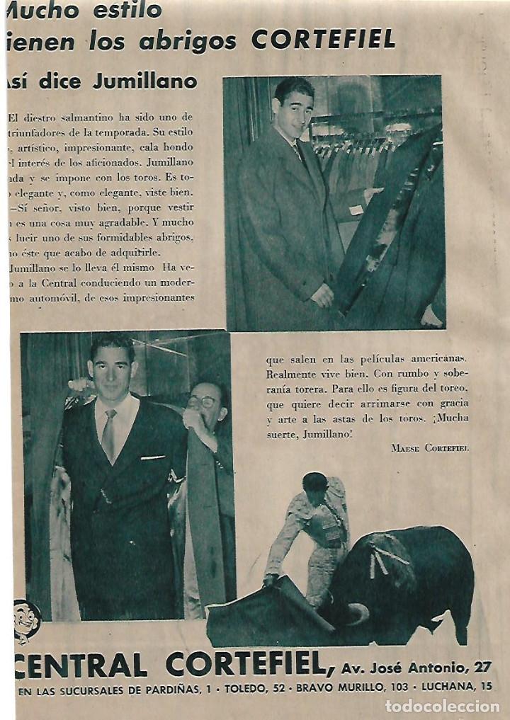 Collezionismo: A&Ntilde;O 1955 RECORTE PRENSA PUBLICIDAD TORERO JUMILLANO PUBLICITANDO CENTRAL CORTEFIEL