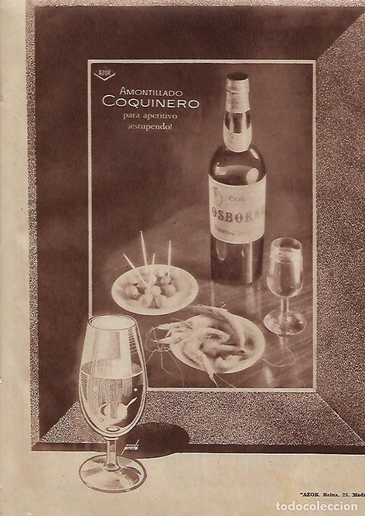 Collectionnisme: A&Ntilde;O 1955 RECORTE PRENSA PUBLICIDAD BEBIDAS AMONTILLADO COQUINERO OSBORNE