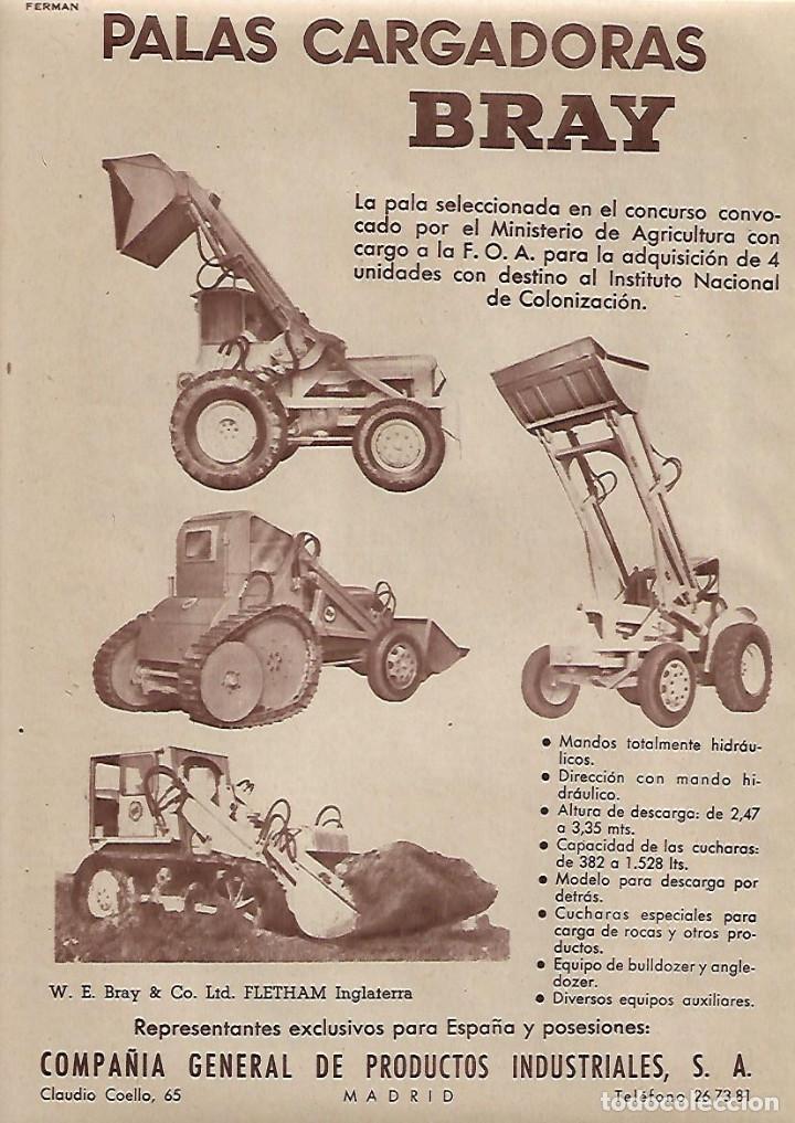Coleccionismo: A&Ntilde;O 1955 RECORTE PRENSA PUBLICIDAD PALAS CARGADORAS BRAY COMPA&Ntilde;IA GENERAL PRODUCTOS INDUSTRIALES