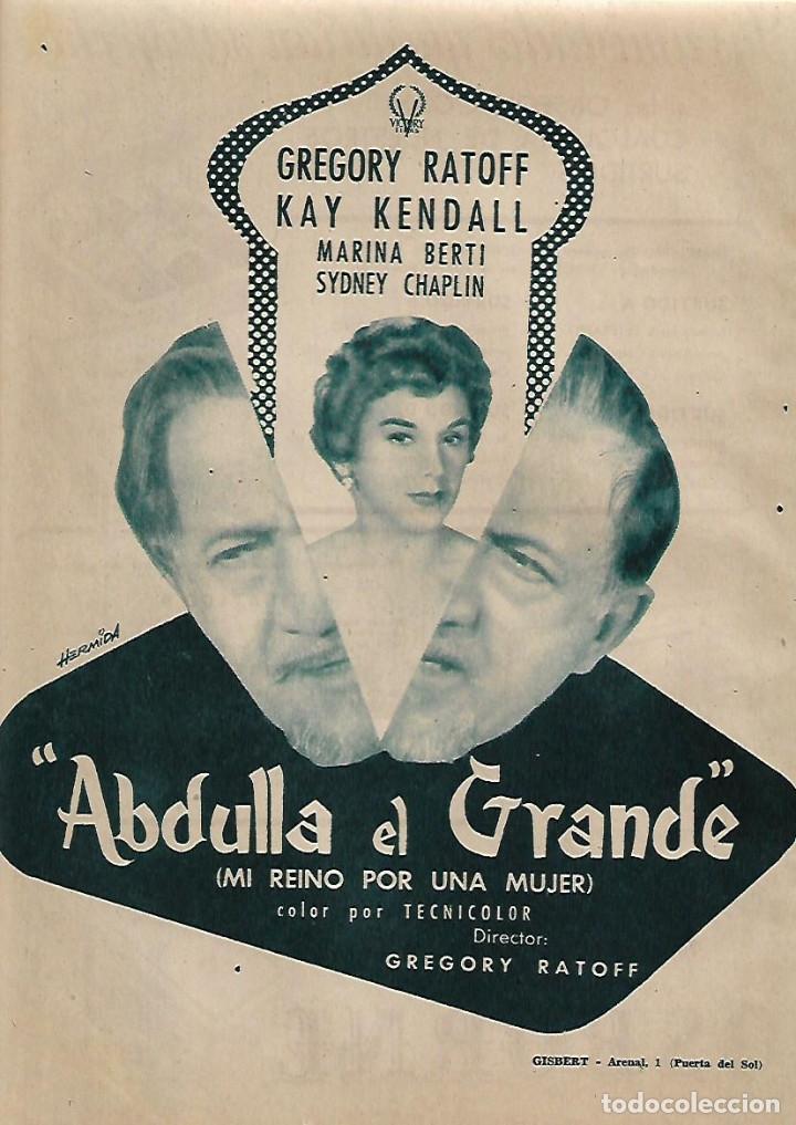 Collezionismo: A&Ntilde;O 1955 RECORTE PRENSA PUBLICIDAD CINE PELICULA ABDULLA EL GRANDE MI REINO POR UNA MUJER