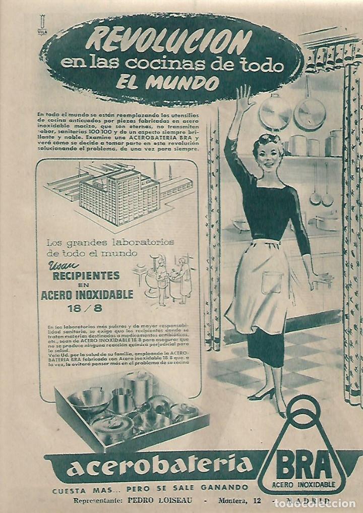 Collectionnisme: A&Ntilde;O 1955 RECORTE PRENSA PUBLICIDAD BATERIA DE COCINA ACERO BRA ACEROBATERIA
