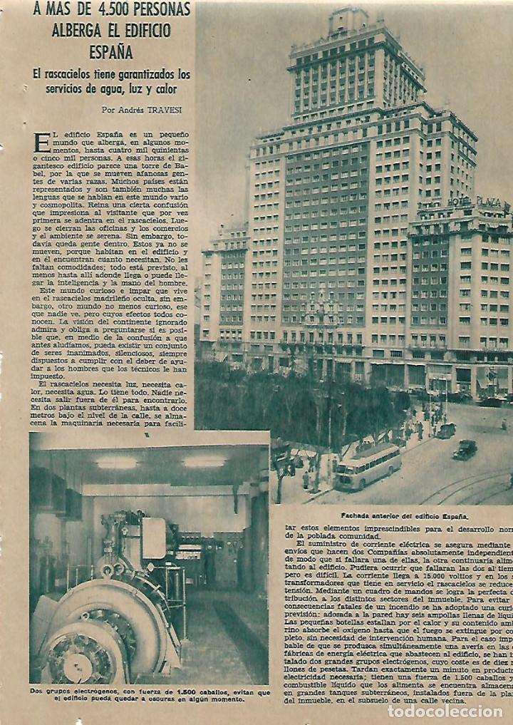 Coleccionismo: A&Ntilde;O 1955 RECORTE PRENSA EL EDIFICIO ESPA&Ntilde;A MADRID