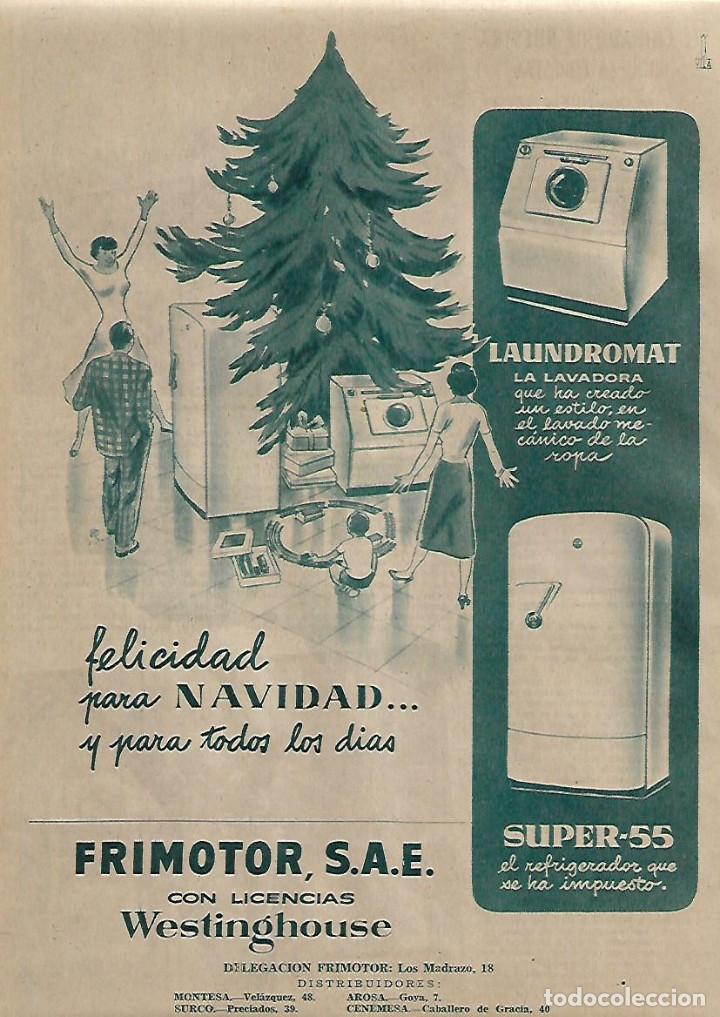 Collezionismo: A&Ntilde;O 1955 RECORTE PRENSA PUBLICIDAD ELECTRODOMESTICOS FRIMOTOR LAUNDROMAT NEVERA SUPER 55