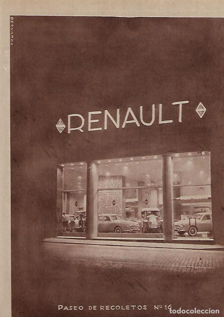 Collectionnisme: A&Ntilde;O 1955 RECORTE PRENSA PUBLICIDAD CONCESIONARIO RENAULT PASEO DE RECOLETOS MADRID