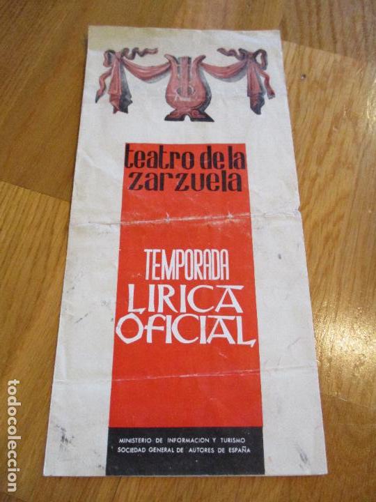 Coleccionismo: Programa teatro. Teatro de la Zarzuela. La Calesera. Angel F. Montesinos.