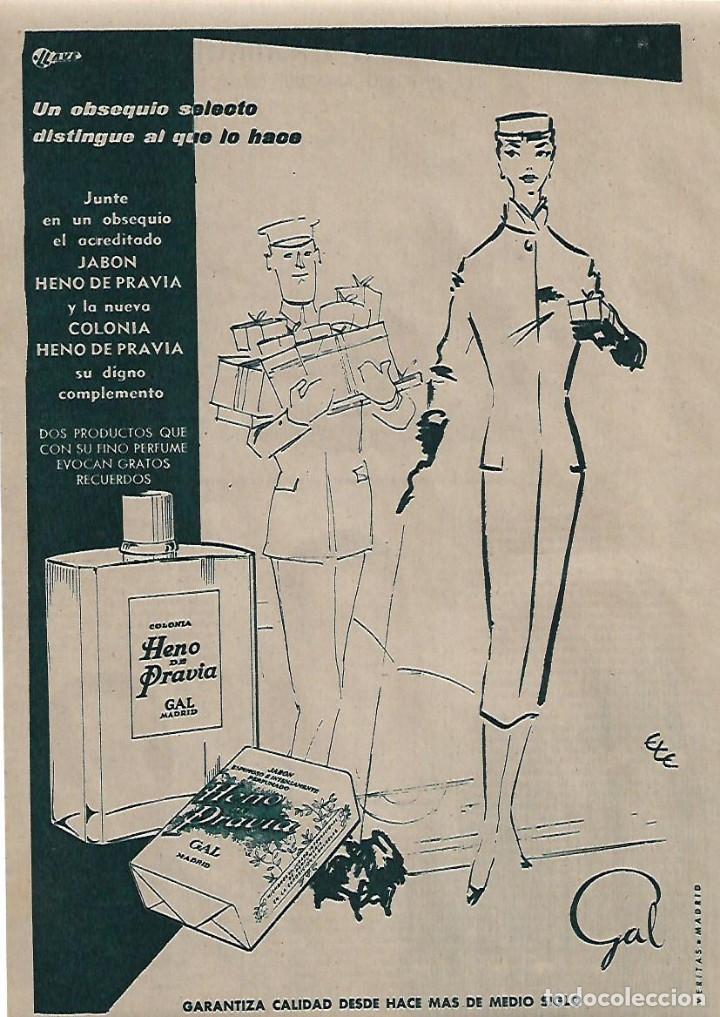 Collezionismo: A&Ntilde;O 1955 RECORTE PRENSA PUBLICIDAD PASTILLA DE JABON COLONIA HENO DE PRAVIA PERFUMERIA GAL