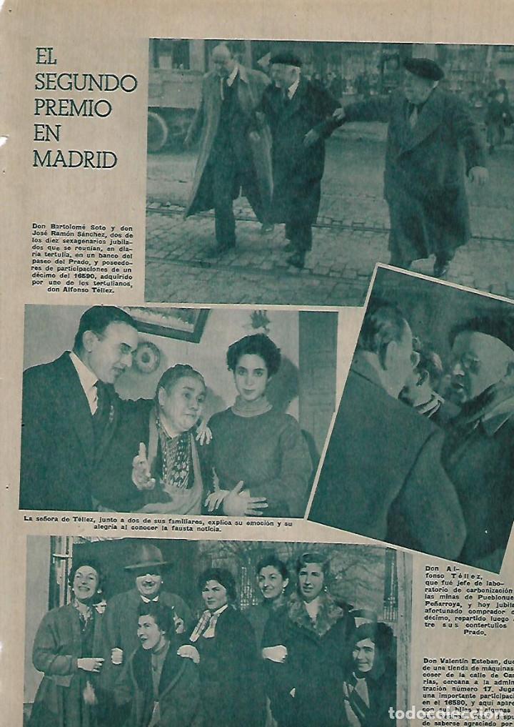 Colecionismo: A&Ntilde;O 1955 RECORTE PRENSA LOTERIA NAVIDAD SEGUNDO PREMIO EN MADRID FAMILIA TELLEZ VALENTIN ESTEBAN