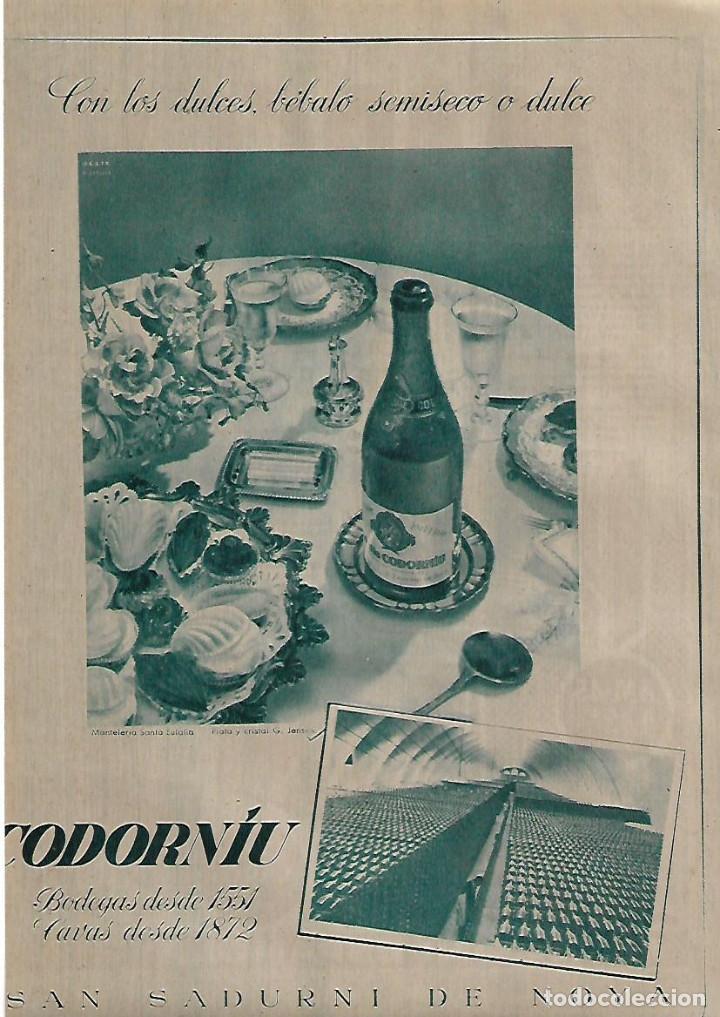 Coleccionismo: A&Ntilde;O 1955 RECORTE PRENSA PUBLICIDAD BEBIDAS CODORNIU CAVA CHAMPA&Ntilde;A CHAMPAN