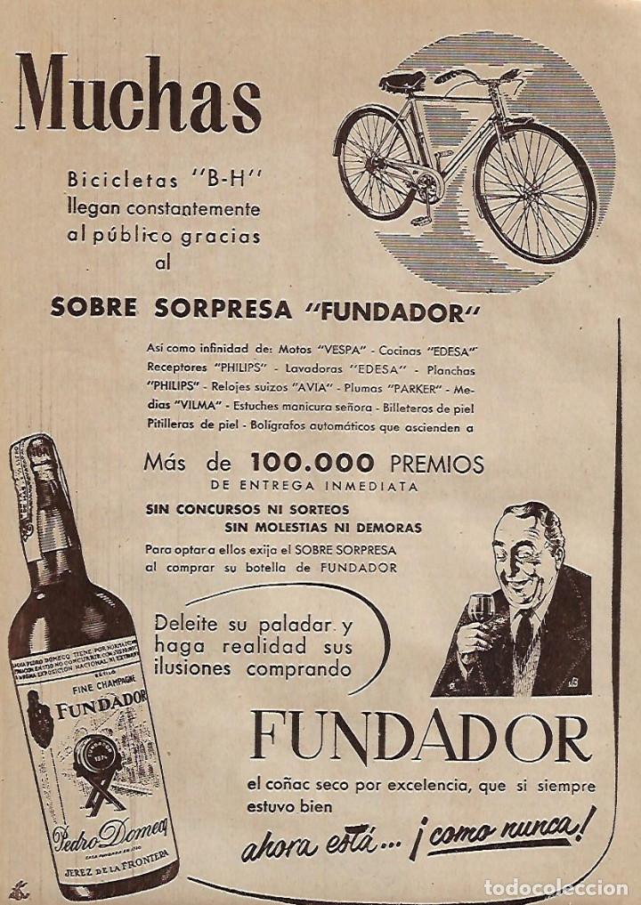 Colecionismo: A&Ntilde;O 1955 RECORTE PRENSA PUBLICIDAD BEBIDAS CONCURSO SOBRE SORPRESA FUNDADOR CO&Ntilde;AC