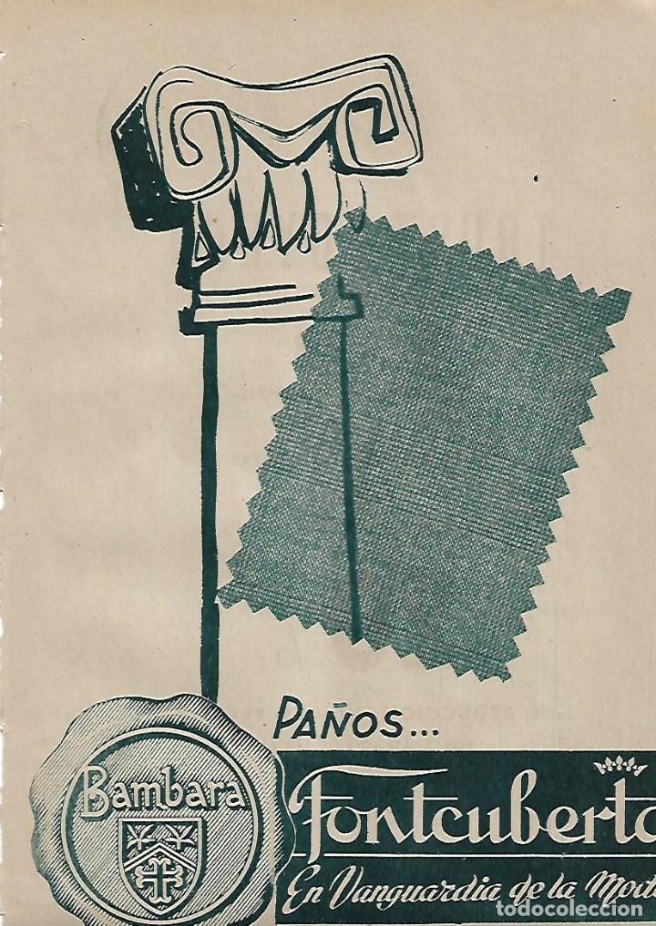 Collezionismo: A&Ntilde;O 1955 RECORTE PRENSA PUBLICIDAD BAMBARA PA&Ntilde;OS FONTCUBERTA