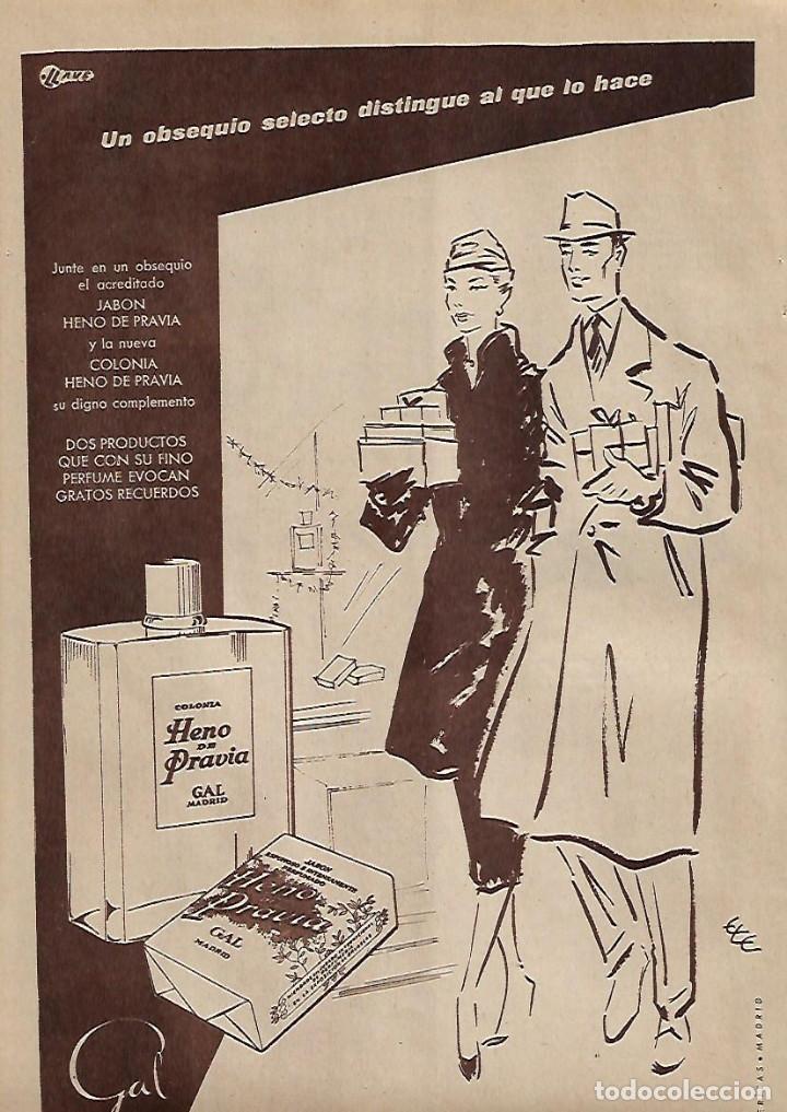Colecionismo: A&Ntilde;O 1955 RECORTE PRENSA PUBLICIDAD PASTILLA DE JABON COLONIA HENO DE PRAVIA PERFUMERIA GAL