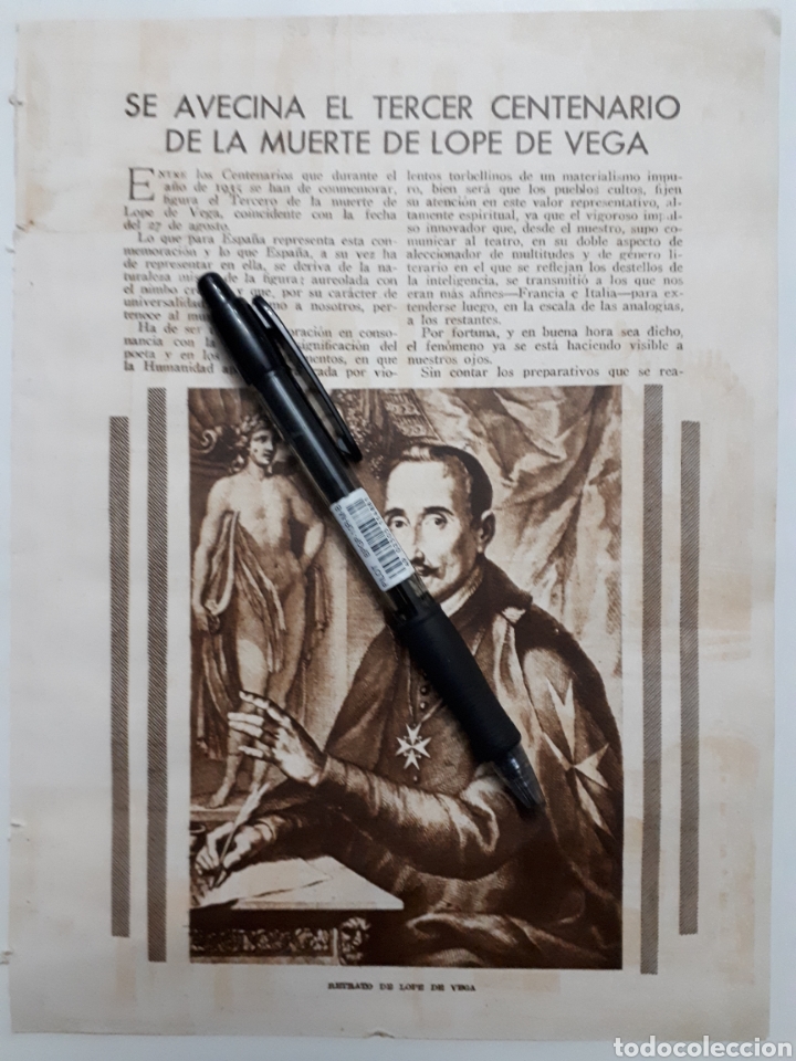 Coleccionismo: Se avecina el tercer centenario de la muerte de Lope de Vega. 1934