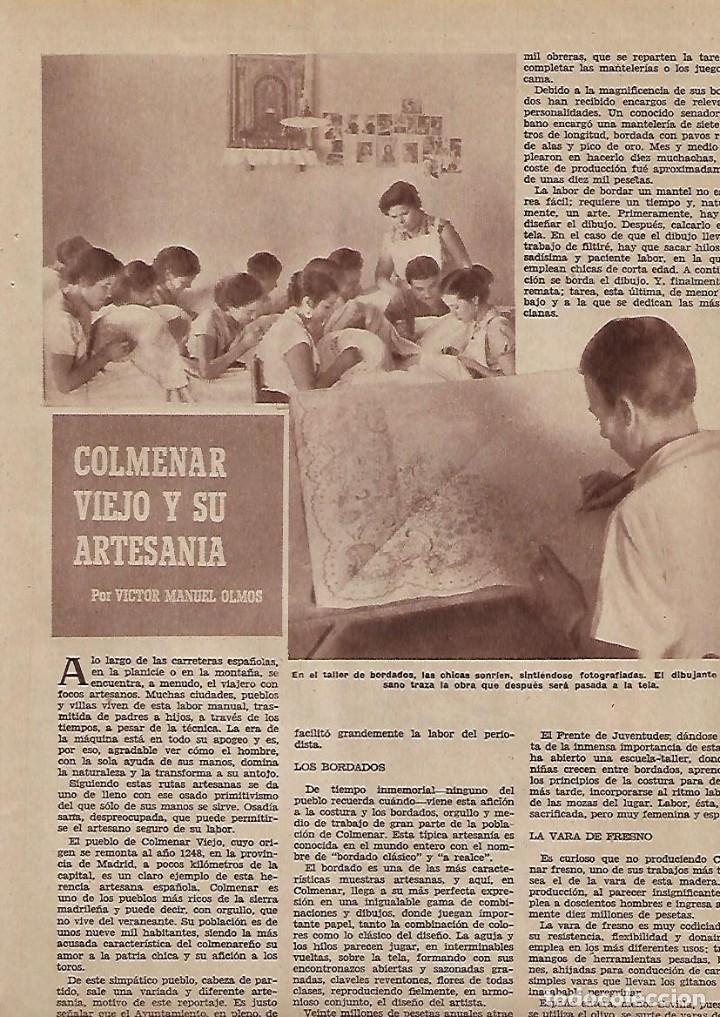 Collezionismo: A&Ntilde;O 1955 RECORTE PRENSA COLMENAR VIEJO Y SU ARTESANIA BORDADOS ENDEREZAR VARAS DE FRESNO