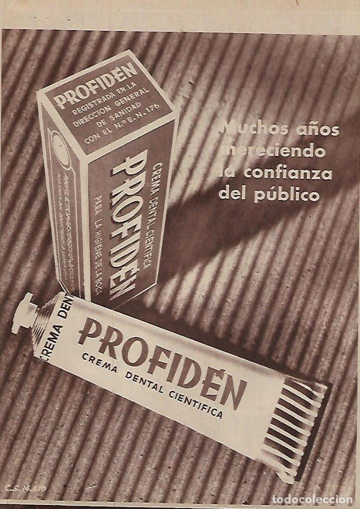 Colecionismo: A&Ntilde;O 1955 RECORTE PRENSA PUBLICIDAD PROFIDEN CREMA DENTAL CIENTIFICA DENTIFRICO