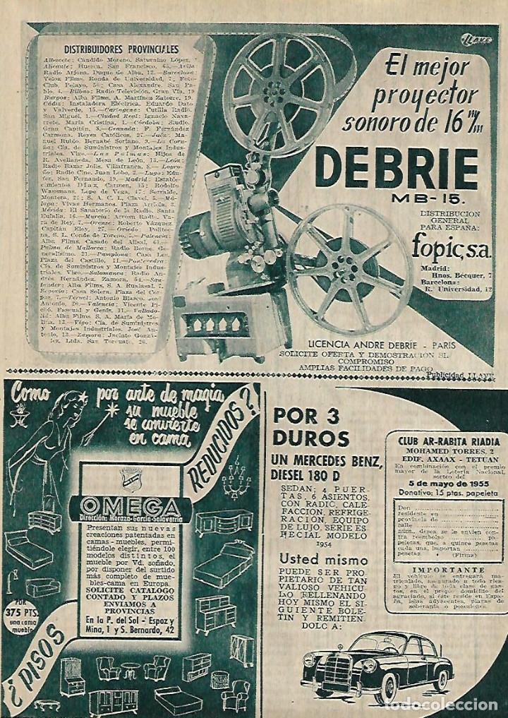 Sammelleidenschaft Papier: A&Ntilde;O 1955 RECORTE PRENSA PUBLICIDAD CINE PROYECTOR SONORO DEBRIE FOPIC SA