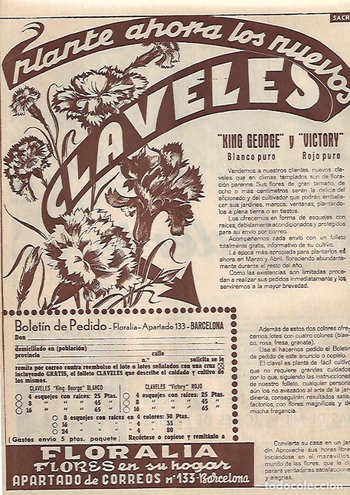 Collecting paper: A&Ntilde;O 1955 RECORTE PRENSA PUBLICIDAD ENVIO FLORES FLORALIA FLORES EN SU HOGAR FLORISTERIA BARCELONA
