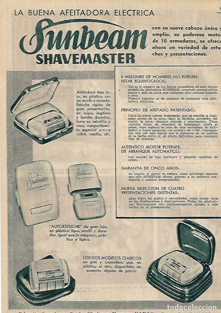 Collezionismo: A&Ntilde;O 1955 RECORTE PRENSA PUBLICIDAD MAQUINA AFEITAR ELECTRICA SUNBEAM SHAVEMASTER