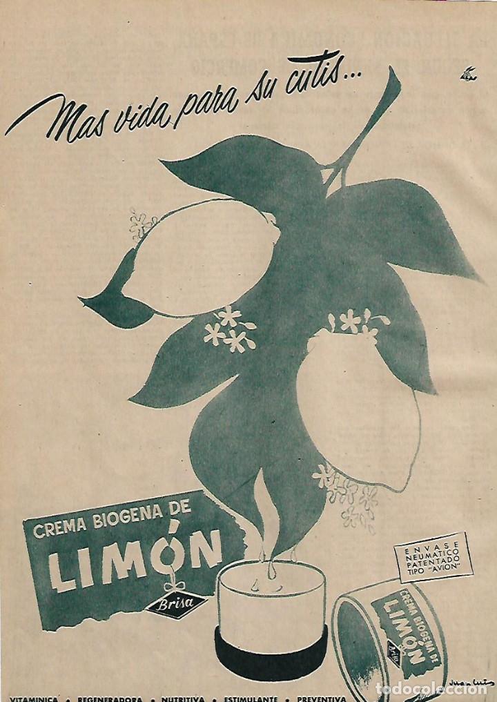 Collezionismo: A&Ntilde;O 1955 RECORTE PRENSA PUBLICIDAD COSMETICA CUTIS CREMA BIOGENA DE LIMON BRISA