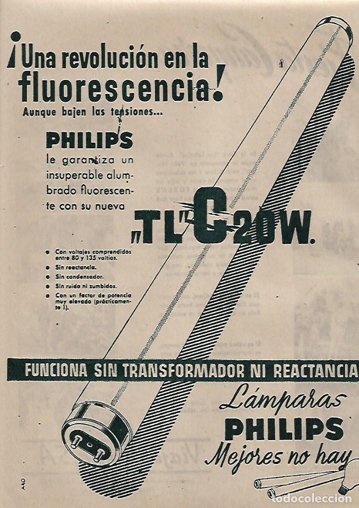 Colecionismo: A&Ntilde;O 1955 RECORTE PRENSA PUBLICIDAD ILUMINACION FLUORESCENTE PHILIPS LAMPARAS