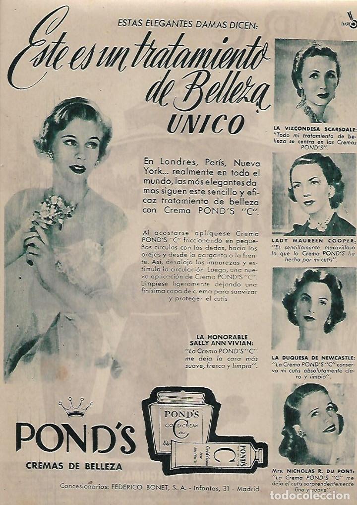 Colecionismo: A&Ntilde;O 1955 RECORTE PRENSA PUBLICIDAD COSMETICA CREMA PONDS POND'S BELLEZA