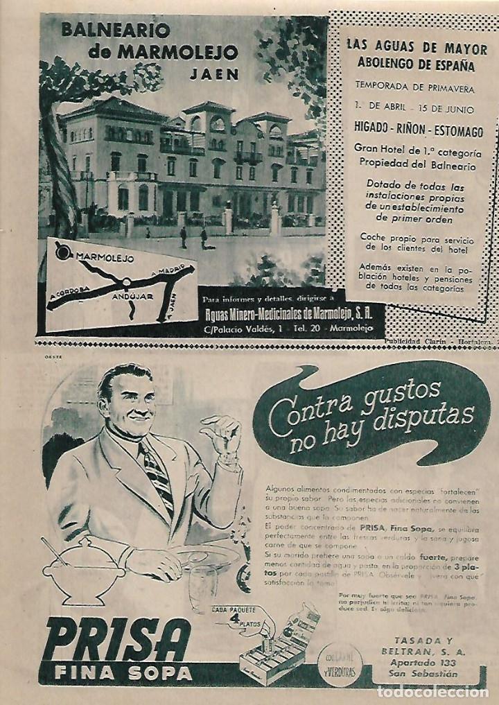Collecting paper: A&Ntilde;O 1955 RECORTE PRENSA PUBLICIDAD BALNEARIO DE MARMOLEJO JAEN FINA SOPA PRISA