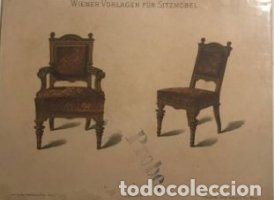 Grabado mueble antiguo. Wiener Vorlagen für Sitzmöbel. 27,5x28,2cm