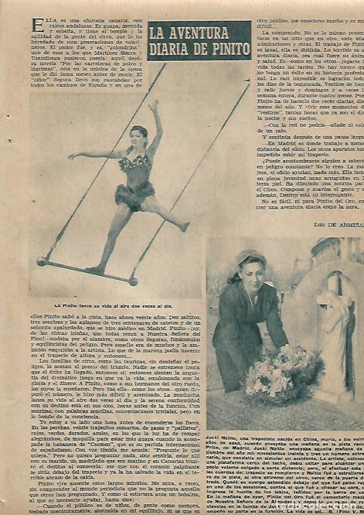 Collezionismo: A&Ntilde;O 1955 RECORTE PRENSA PINITO DEL ORO CIRCO TRAPECISTA MARIA DEL PINO SEGURA GOMEZ