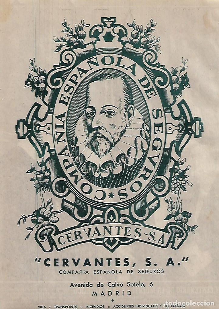 Coleccionismo: A&Ntilde;O 1955 RECORTE PRENSA PUBLICIDAD COMPA&Ntilde;IA ESPA&Ntilde;OLA DE SEGUROS CERVANTES SA