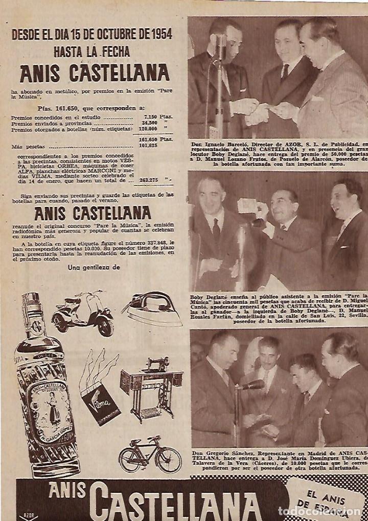 Colecionismo: A&Ntilde;O 1955 RECORTE PRENSA PUBLICIDAD BEBIDAS ANIS CASTELLANA