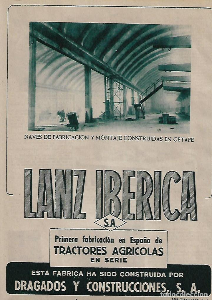 Collecting paper: A&Ntilde;O 1955 RECORTE PRENSA PUBLICIDAD LANZ IBERICA NAVES FABRICACION GETAFE TRACTOR AGRICOLA