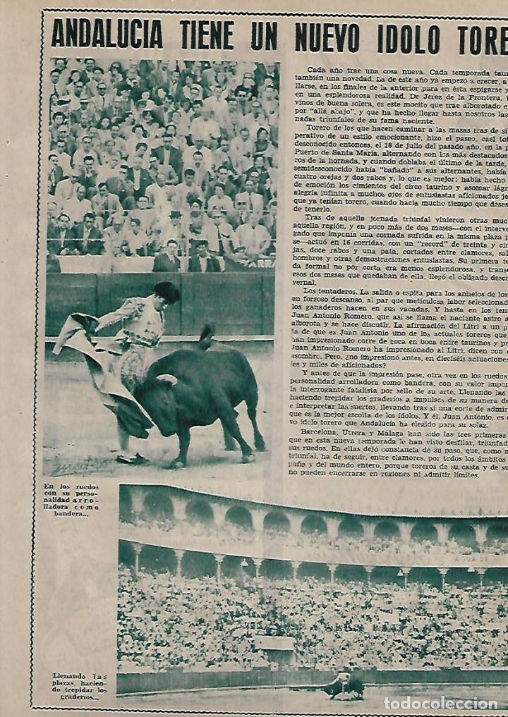Colecionismo: A&Ntilde;O 1955 RECORTE PRENSA TOREO JUAN ANTONIO ROMERO NUEVO IDOLO TORERO EN ANDALUCIA