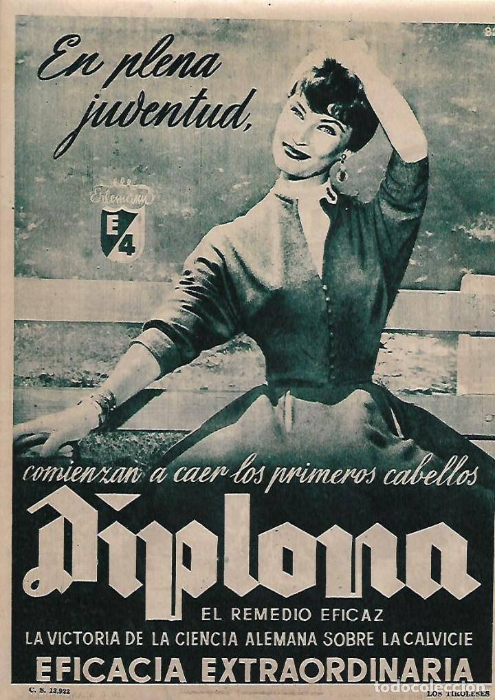 Collezionismo: A&Ntilde;O 1955 RECORTE PRENSA PUBLICIDAD DIPLOMA EXTRACTO ANTISEBORREICO CALVICIE