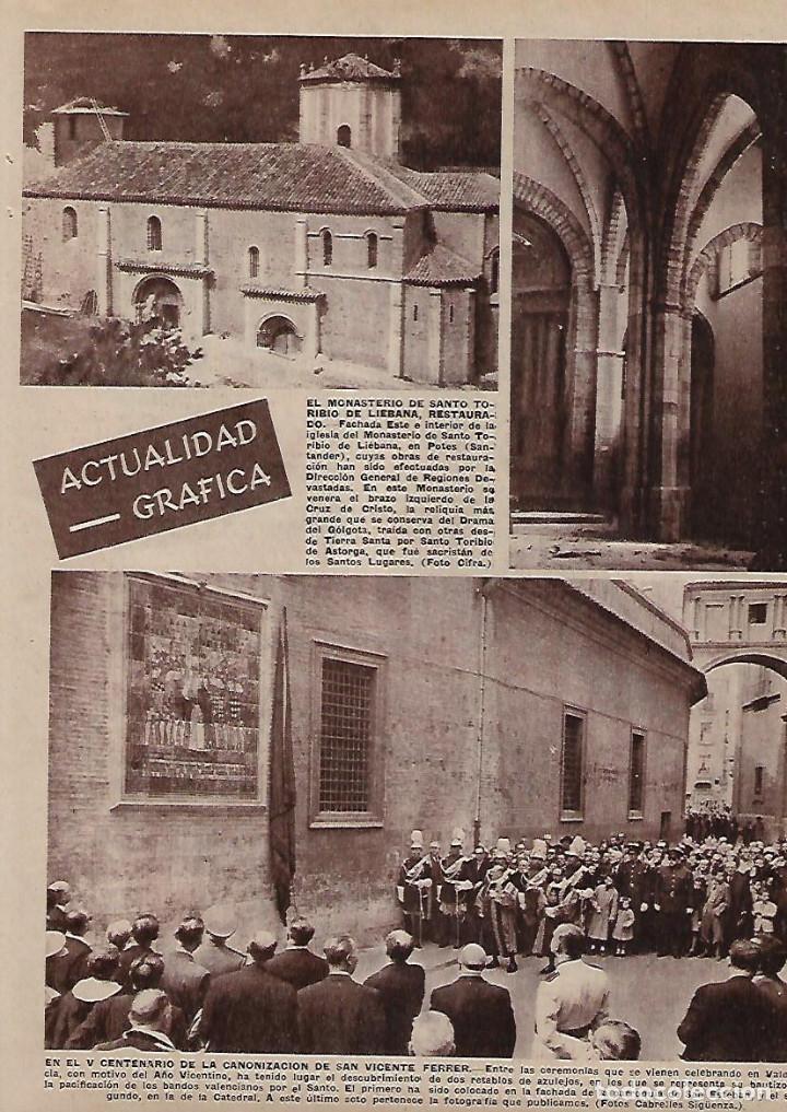 Colecionismo: A&Ntilde;O 1955 RECORTE PRENSA MONASTERIO DE SANTO TORIBIO DE LIEBANA RESTAURADO